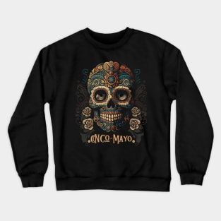 Edgy Cinco de Mayo Sugar Skull Crewneck Sweatshirt